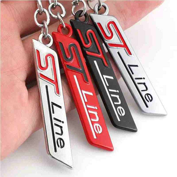 Red ST Line 3D Logo Emblem Metal Keychain For Bikes And Cars