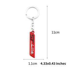 Red ST Line 3D Logo Emblem Metal Keychain For Bikes And Cars