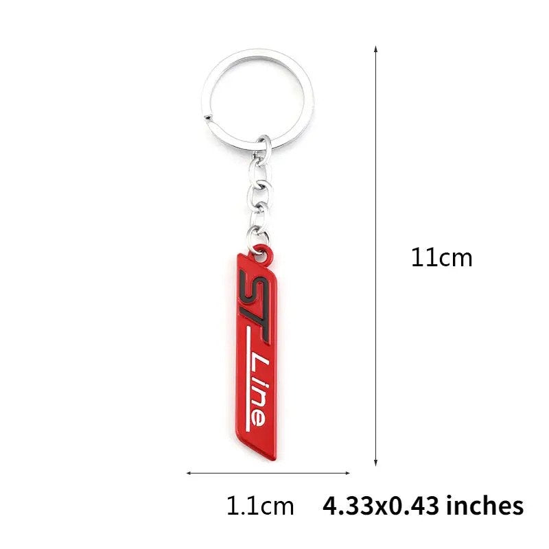 Red ST Line 3D Logo Emblem Metal Keychain For Bikes And Cars