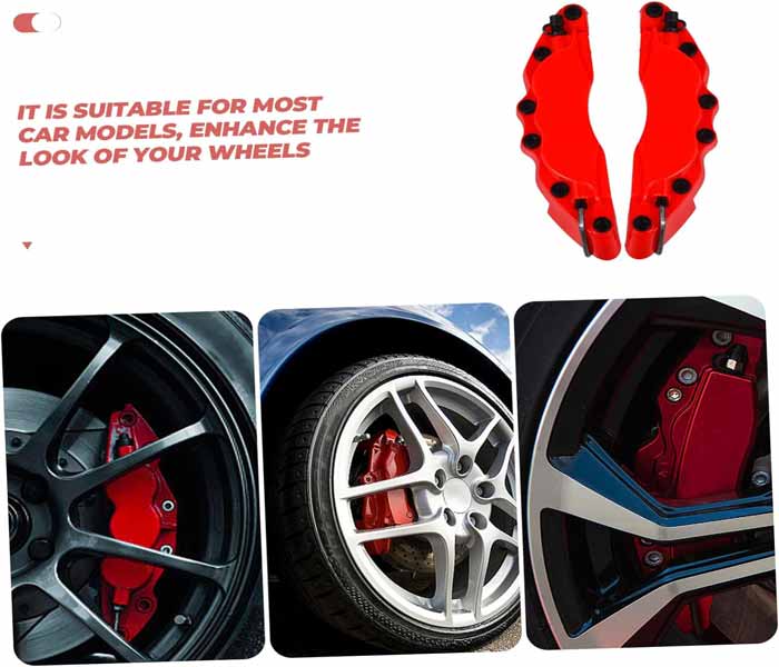 Red Style Disc Brake Caliper Covers Kit Universal