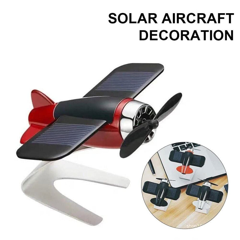 1pc Aircraft alloy Solar Car Air Freshener Aromatherapy Car Interior Decoration Accessories Perfume Diffuser (Red)