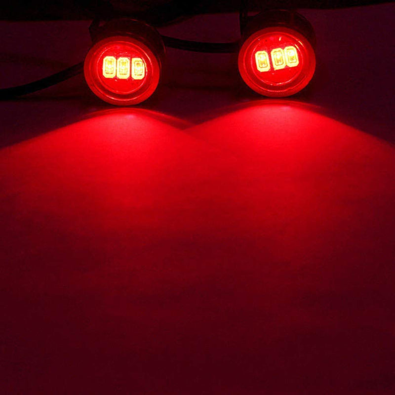 1 Pair 12v Waterproof Led Strobe Lights Flash Warning Brake Light Lamp Compatible for All Motorbikes and Cars (Red and Blue)