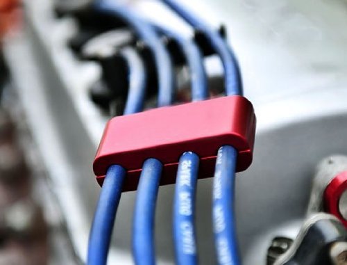 3-pc Red JDM SPW Spark Plug Wires Ignition Cable Wiring Separators Dividers Kit Universal