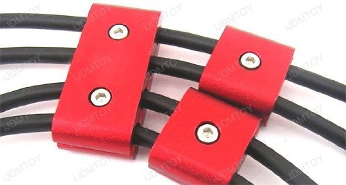 3-pc Red JDM SPW Spark Plug Wires Ignition Cable Wiring Separators Dividers Kit Universal