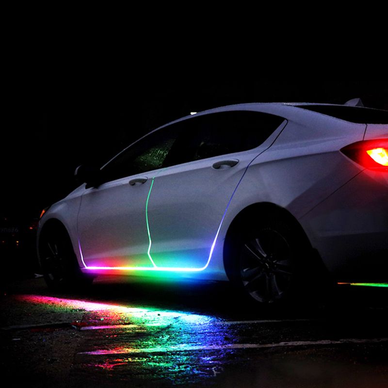 2pcs Car LED 12V Door Welcome Lamp Light Universal Flexible Strip Remote Control