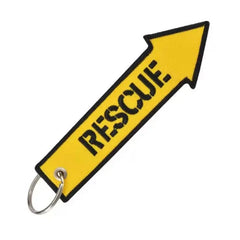 RESCUE Car Bike Embroidered Fabric Tag Strap Keyring Key Holder