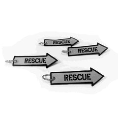 RESCUE Car Bike Embroidered Fabric Tag Strap Keyring Key Holder