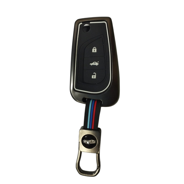 3 Button Metal Flip Key Cover For Toyota Innova Crysta Corolla Altis