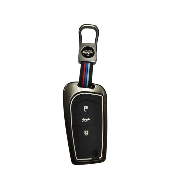 3 Button Metal Flip Key Cover For Toyota Innova Crysta Corolla Altis