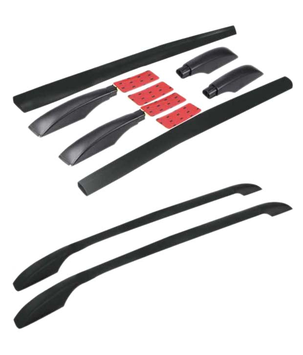 Car Universal Sporty Drill Free Roof Rails BLACK