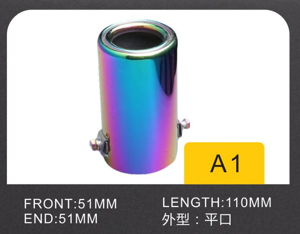 Round Straight Chamilion Color Universal Stainless Steel Exhaust Tip Pipe Car Rear Exhaust Muffler Modification