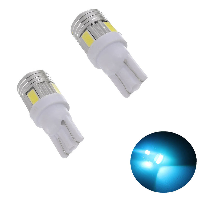 2pcs T10 Blue 6 SMD 5630 LED W5W Projector Car Interior Side Wedge Bulbs Clearance lamp(1009)