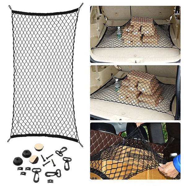 Car SUV Rear Cargo Trunk Storage Organizer Net plus mounting KIT