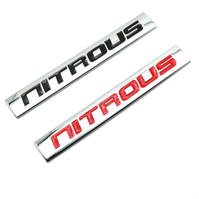 1pcs Chrome Red NITROUS 3D Metal Car Sticker Emblem Badge Car Bike Decorative