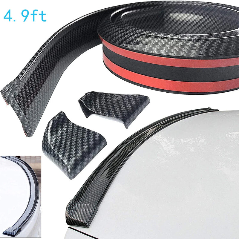 Samurai 4.9Ft/1.5M x 35MM Universal Carbon Fiber Car Rear Roof Trunk Spoiler Wing Lip Sticker