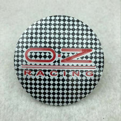 4pcs Red O.Z RACING Logo On Check Background Emblem Car Wheel Center Hub Cap Caps Badge Sticker Decal 60mm
