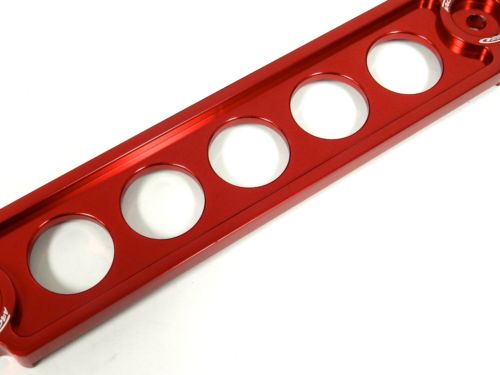 UNIVERSAL RED BILLET ALUMINIUM BATTERY TIE DOWN BIG BRACKET FOR CAR
