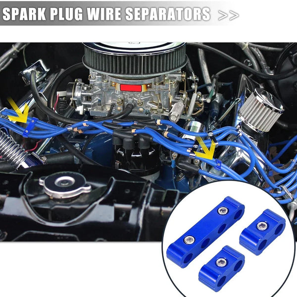 3PCS Aluminum Engine Spark Plug Wire Separator Divider Organizer Clamp Kit for 8mm 9mm 10mm