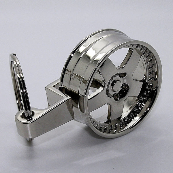 DRIFT CAR 5-SPOKE DEEP DISH LIP RIM WHEEL METAL KEYCHAIN KEY CHAIN RING