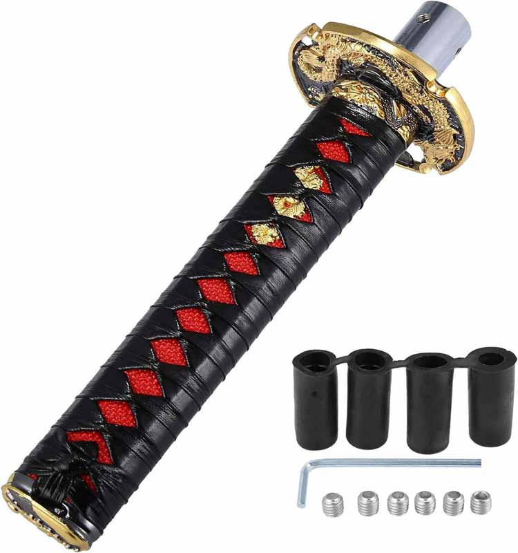Samurai Sword JDM Car Manual Shift Knob Shifter Alloy Katana Adapter