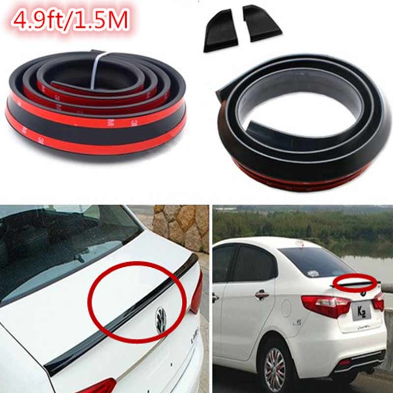 Samurai 4.9Ft/1.5M x 35MM Universal Black Car Rear Roof Trunk Spoiler Wing Lip Sticker