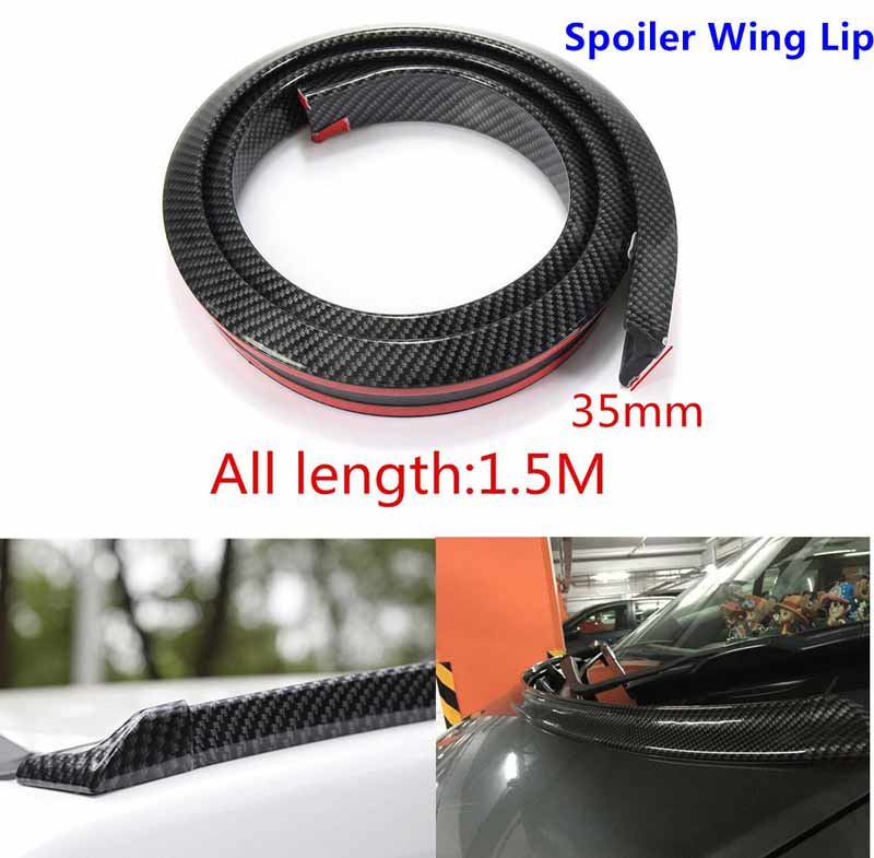 Samurai 4.9Ft/1.5M x 35MM Universal Carbon Fiber Car Rear Roof Trunk Spoiler Wing Lip Sticker