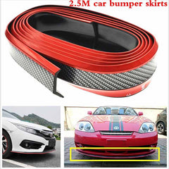 SAMURAI Black RED CARBON FIBER Look Car Body Kit Bumper Lip Side Skirt Rubber Edge Decorative Protector Trim