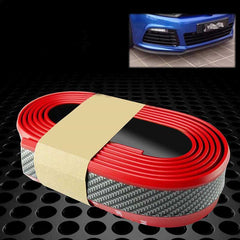 SAMURAI Black RED CARBON FIBER Look Car Body Kit Bumper Lip Side Skirt Rubber Edge Decorative Protector Trim