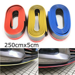 SAMURAI Black RED CARBON FIBER Look Car Body Kit Bumper Lip Side Skirt Rubber Edge Decorative Protector Trim