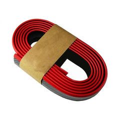 SAMURAI Black RED CARBON FIBER Look Car Body Kit Bumper Lip Side Skirt Rubber Edge Decorative Protector Trim