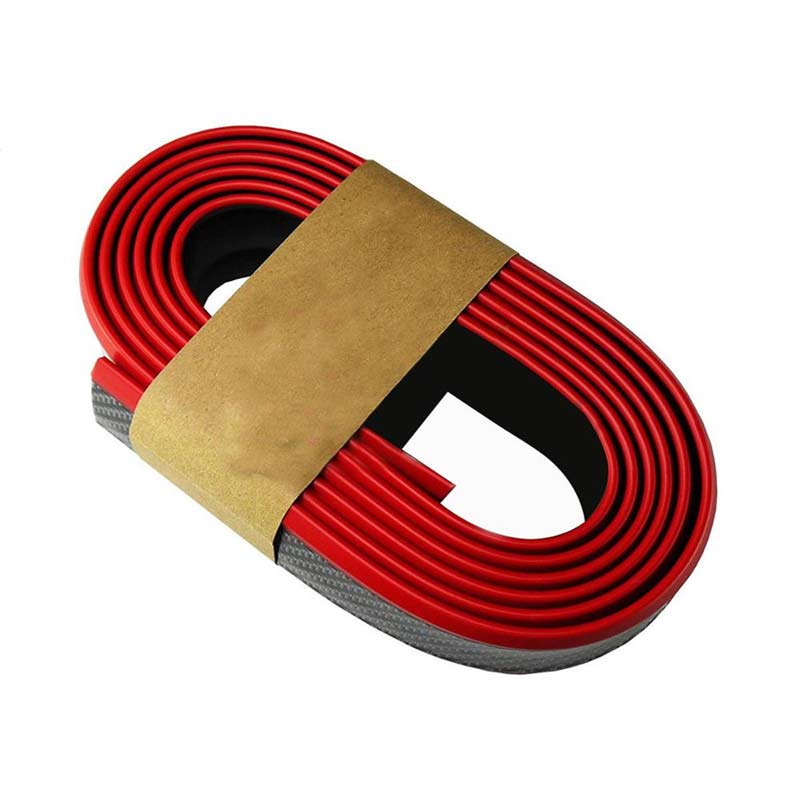 SAMURAI Black RED CARBON FIBER Look Car Body Kit Bumper Lip Side Skirt Rubber Edge Decorative Protector Trim