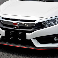 SAMURAI Black RED CARBON FIBER Look Car Body Kit Bumper Lip Side Skirt Rubber Edge Decorative Protector Trim
