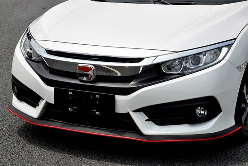 SAMURAI Black RED CARBON FIBER Look Car Body Kit Bumper Lip Side Skirt Rubber Edge Decorative Protector Trim