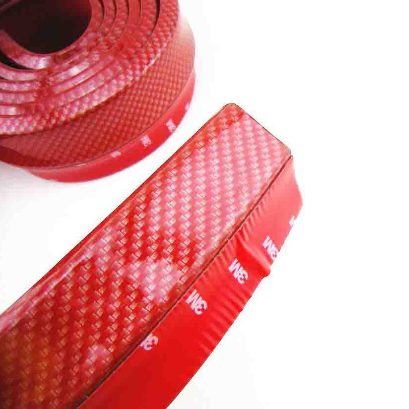 SAMURAI RED CARBON FIBER Look Car Body Kit Bumper Lip Side Skirt Rubber Edge Decorative Protector Trim