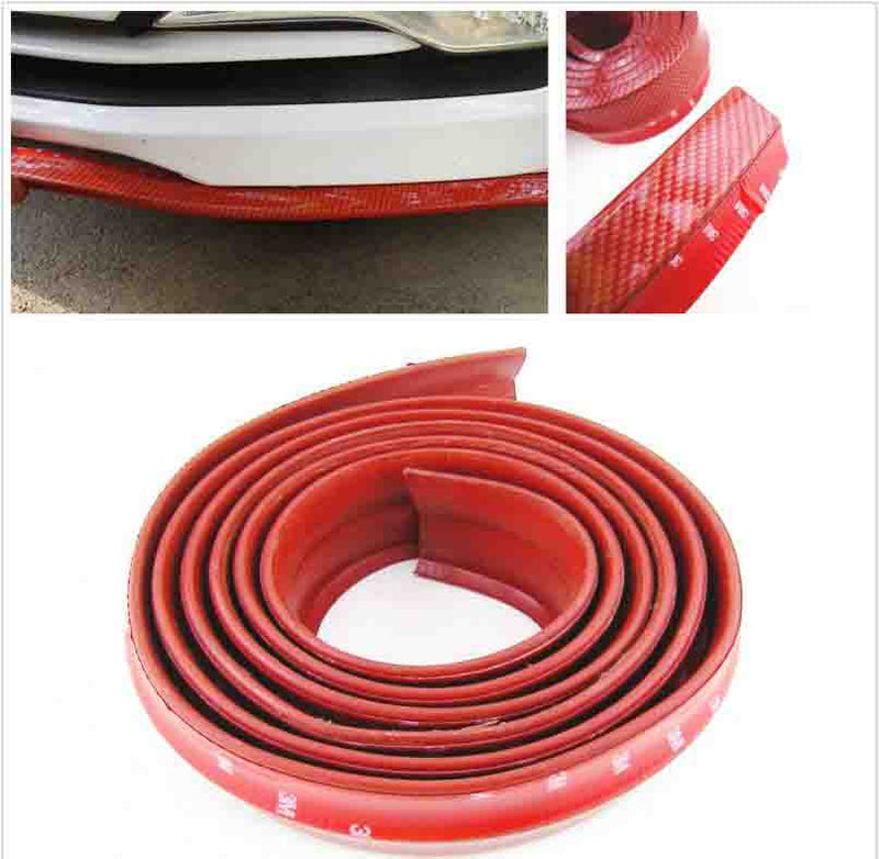SAMURAI RED CARBON FIBER Look Car Body Kit Bumper Lip Side Skirt Rubber Edge Decorative Protector Trim