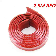 SAMURAI RED CARBON FIBER Look Car Body Kit Bumper Lip Side Skirt Rubber Edge Decorative Protector Trim