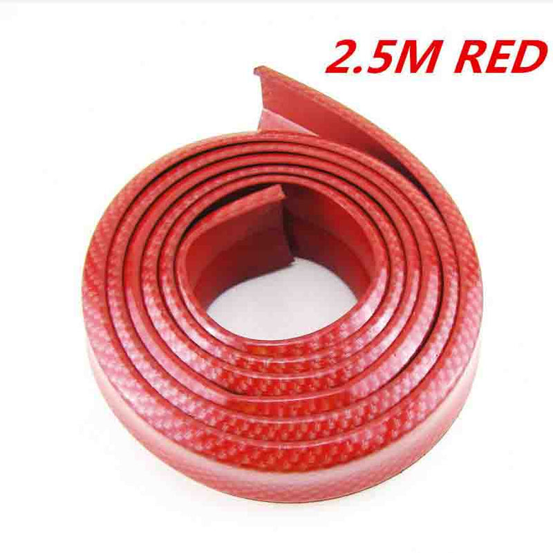 SAMURAI RED CARBON FIBER Look Car Body Kit Bumper Lip Side Skirt Rubber Edge Decorative Protector Trim