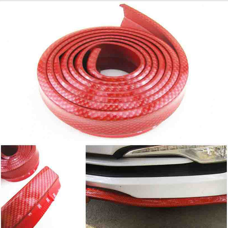 SAMURAI RED CARBON FIBER Look Car Body Kit Bumper Lip Side Skirt Rubber Edge Decorative Protector Trim