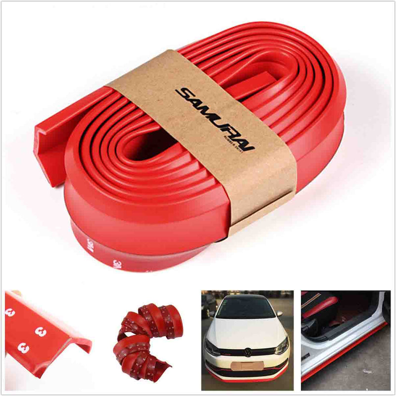 SAMURAI RED Car Body Kit Bumper Lip Side Skirt Rubber Edge Decorative Protector Trim