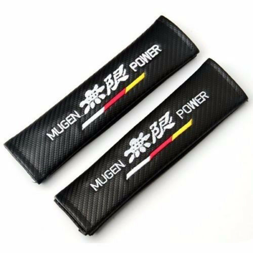 2Pcs Muge Carbon Fiber Embroidery Car Seat Belt Cover Safety Shoulder Pads