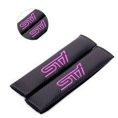 2Pcs ST Carbon Fiber Embroidery Car Seat Belt Cover Safety Shoulder Pads
