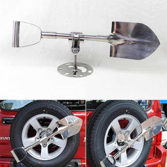 Stainless Steel Spare Wheel Shovel Spade With Mount And Lock For 4x4 & Off-Road