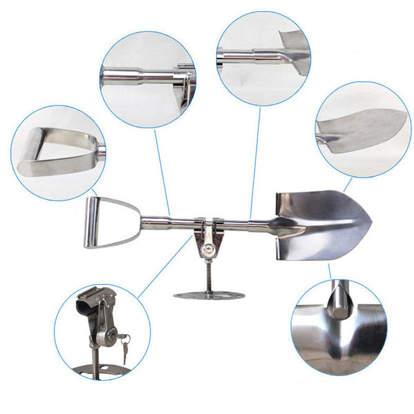 Stainless Steel Spare Wheel Shovel Spade With Mount And Lock For 4x4 & Off-Road