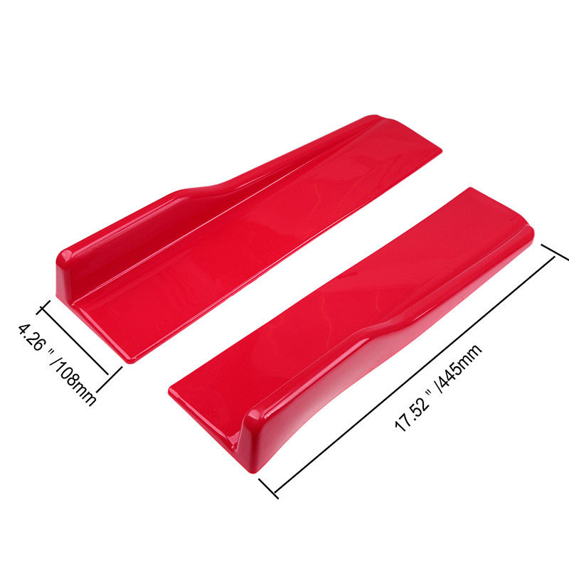 2pcs Universal Small Red Car Side Skirt Rocker Splitters Winglet Wings Canard Diffuser