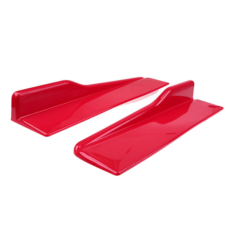 2pcs Universal Small Red Car Side Skirt Rocker Splitters Winglet Wings Canard Diffuser