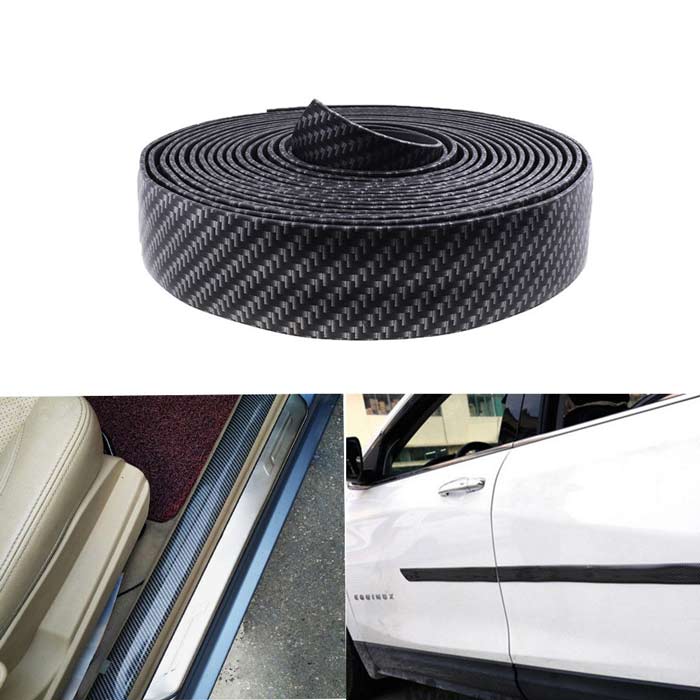 50mm x 50 Meters Universal Door Sill Protector, Carbon Fiber Rubber Front Bumper & Rear Bumper Guard, Door Enter Guard Scuff Plate Protectors for Most Cars