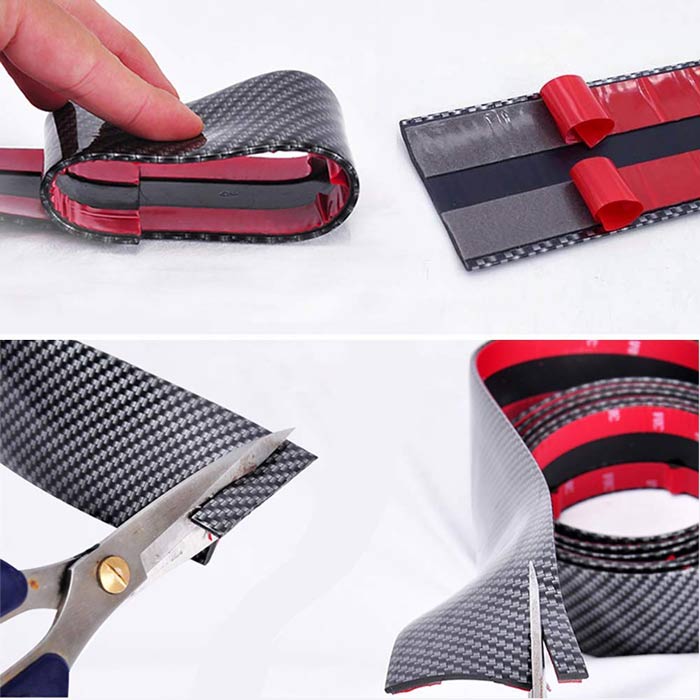 50mm x 50 Meters Universal Door Sill Protector, Carbon Fiber Rubber Front Bumper & Rear Bumper Guard, Door Enter Guard Scuff Plate Protectors for Most Cars
