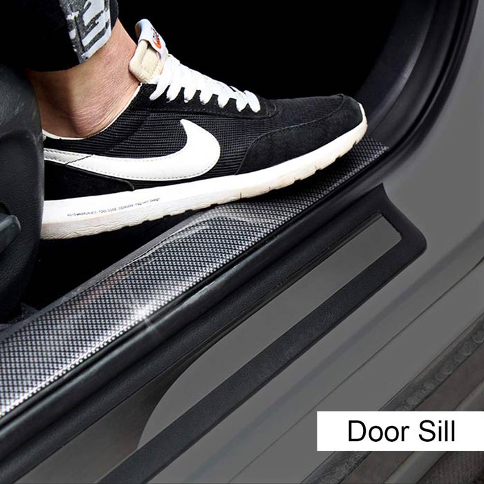 50mm x 50 Meters Universal Door Sill Protector, Carbon Fiber Rubber Front Bumper & Rear Bumper Guard, Door Enter Guard Scuff Plate Protectors for Most Cars