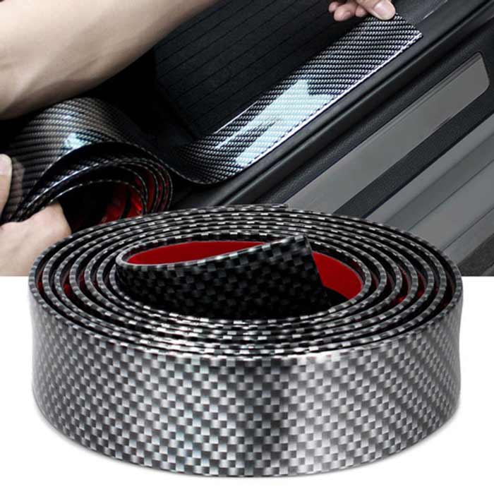 50mm x 50 Meters Universal Door Sill Protector, Carbon Fiber Rubber Front Bumper & Rear Bumper Guard, Door Enter Guard Scuff Plate Protectors for Most Cars