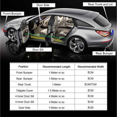 50mm x 50 Meters Universal Door Sill Protector, Carbon Fiber Rubber Front Bumper & Rear Bumper Guard, Door Enter Guard Scuff Plate Protectors for Most Cars